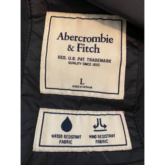 Abercrombie & Fitch Black Puffer Midi Coat Water Wind Resistant Large - Picture 4 of 15